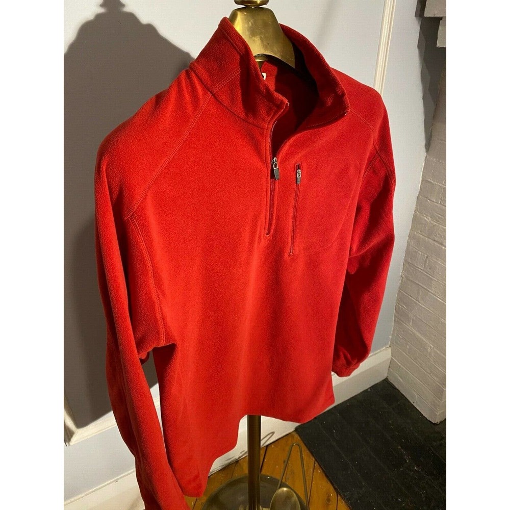 LL Bean Red Fleece Pullover 1/4 Zip Lightweight M